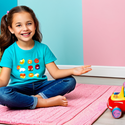 Home 7 A joyful young girl, aged 7, fully clothed in a comfortable, family-friendly outfit of a colorful t-shirt and jeans, sitting on a soft, plush rug. She is gently interacting with a collection of two Sophie Ruby dolls and a miniature Sophie Ruby tea party playset, looking at them with a warm, imaginative expression. The setting is a brightly lit, cheerful children's playroom with pastel walls, featuring a neatly organized toy shelf in the background. Perfect anatomy, correct proportions, natural pose, well-formed hands, proper finger count, natural body proportions. Professional studio photography, high resolution, soft diffused lighting, vibrant colors, clean focus. safe for work, appropriate content, fully clothed, family-friendly, modest clothing, appropriate attire.