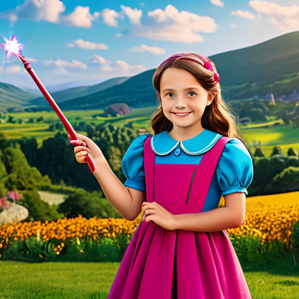 **

"A young girl dressed as Sophie Ruby, fully clothed in a colorful and modest outfit, holding a magic wand in a whimsical, family-friendly setting. Background shows a vibrant landscape with cartoon-like elements. Perfect anatomy, correct proportions, well-formed hands, proper finger count, natural body proportions, safe for work, appropriate content, professional, modest."

**