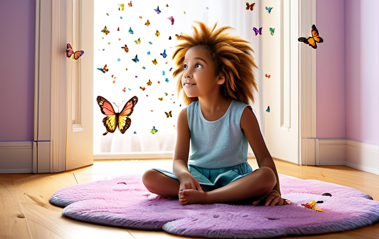 소피루비 캐릭터별 상징물 - Childhood Imagination and Creativity**
    A whimsical and vibrant scene depicting a young girl, age...