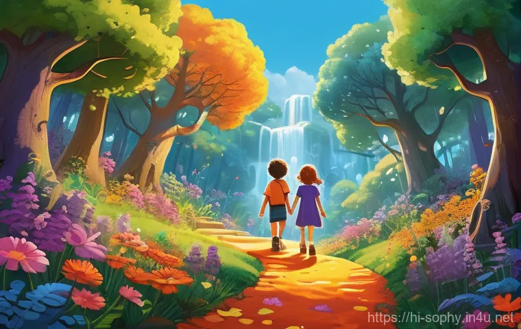 소피루비의 색채 심리학 - **A Vibrant Adventure in Sophie Ruby's World**
    A cheerful, wide-angle illustration depicting Sop...