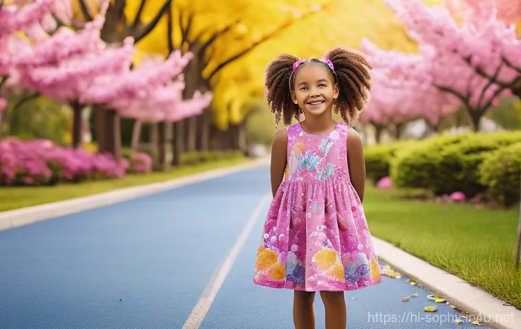 소피루비 등장인물의 패션 - **Prompt:** An animated, cheerful girl, radiating vibrant energy, is depicted in a lively outdoor se...