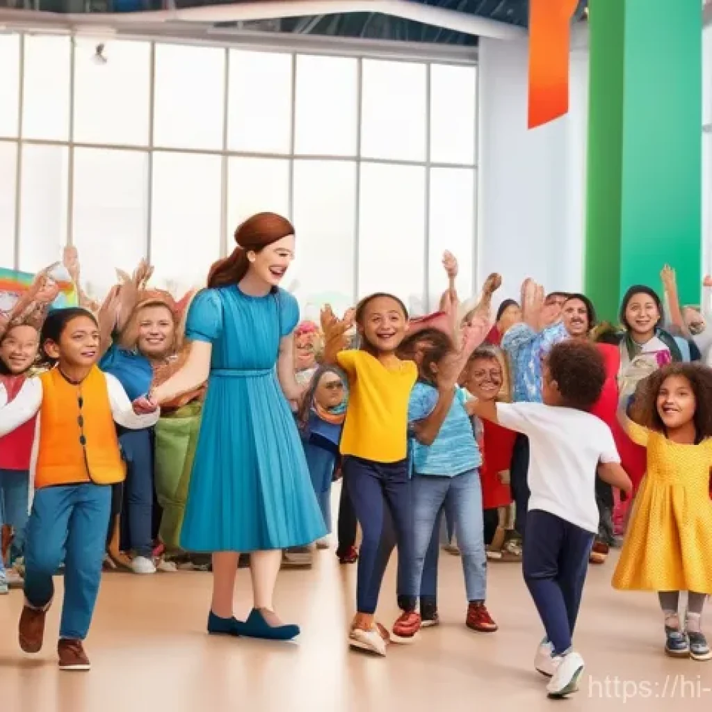 소피루비 해외 전시회 - **Prompt 1: "A vibrant and joyful scene inside an international exhibition hall for children, featur...