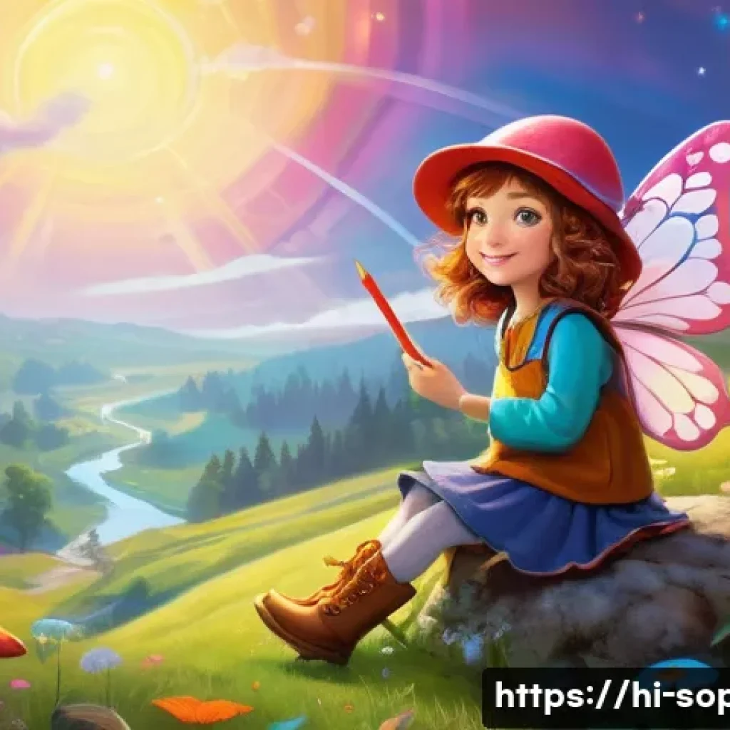 소피루비 상징적인 요소 - The Magic Pen of Ruby Land**
A vibrant, cheerful young girl, Sophie, approximately 10-12 years old, ...