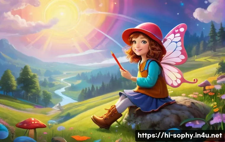 소피루비 상징적인 요소 - The Magic Pen of Ruby Land**
A vibrant, cheerful young girl, Sophie, approximately 10-12 years old, ...