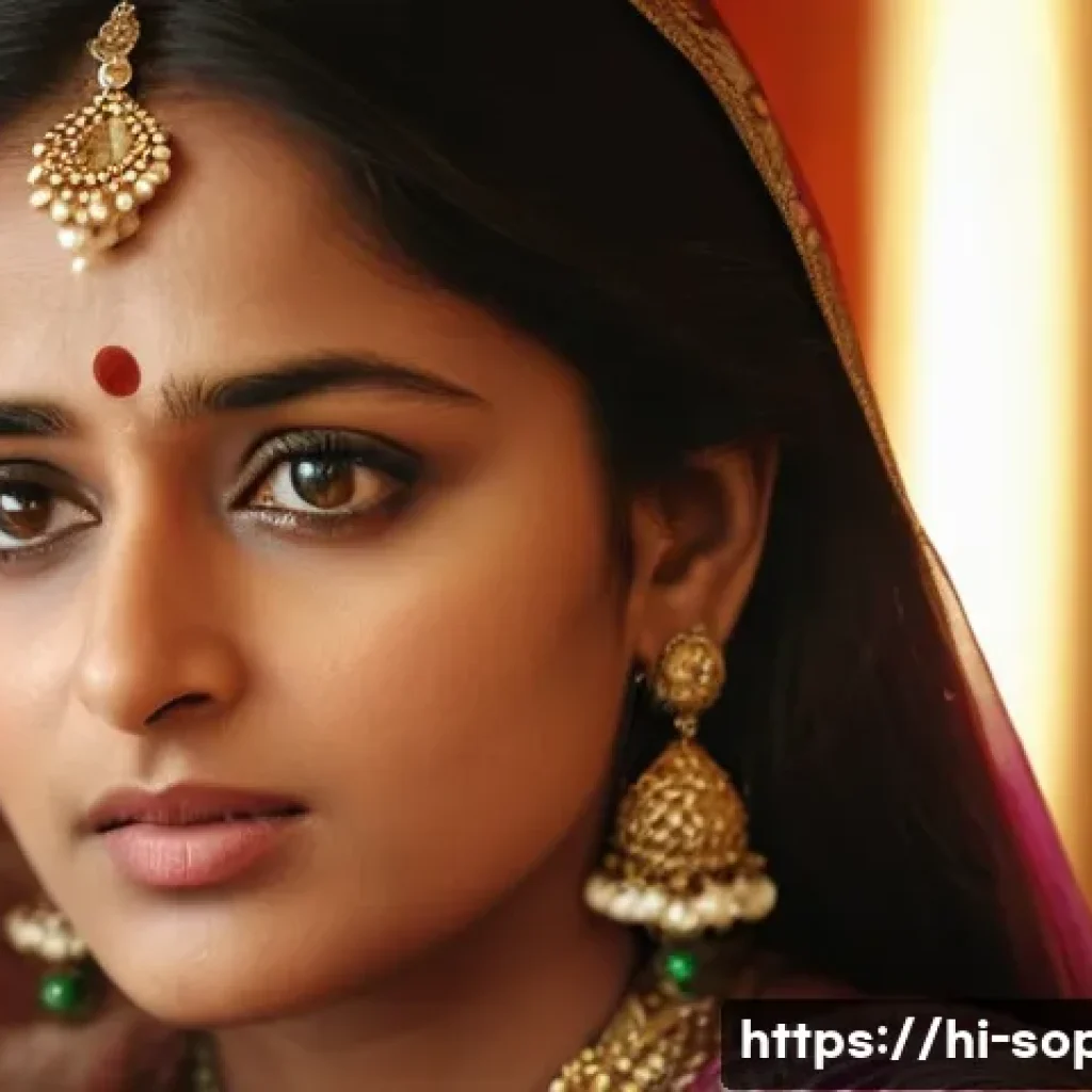 소피루비 감정적인 장면들 - A close-up portrait of an Indian actress embodying deep emotional intensity, her expressive eyes shi...