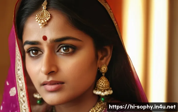 소피루비 감정적인 장면들 - A close-up portrait of an Indian actress embodying deep emotional intensity, her expressive eyes shi...