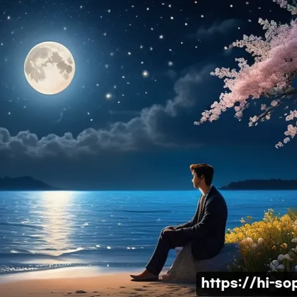 소피루비 OST 앨범 - A romantic and serene night scene titled "Moonlight of the Night," featuring a male singer with a ge...