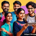 소피루비 팬층의 활동 - A vibrant digital fan art scene depicting a group of creative young Indian fans celebrating Sophie R...