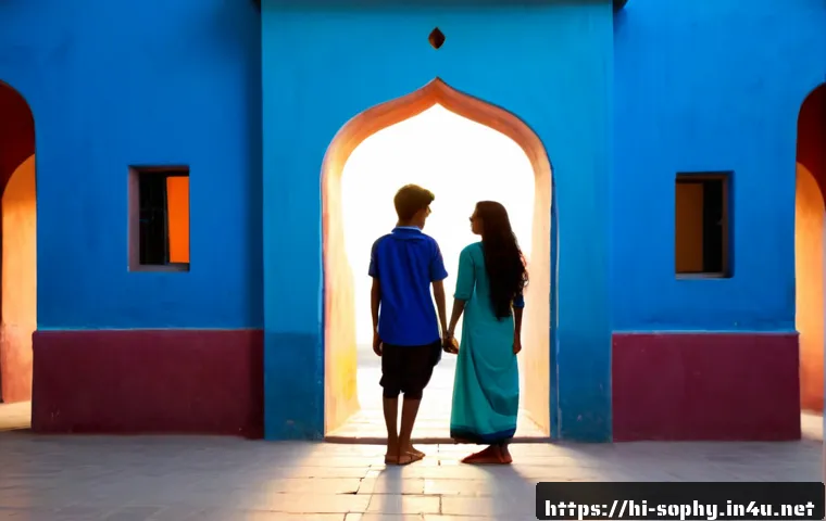 소피루비 속 캐릭터의 갈등 구조 - Photorealistic cinematic scene of two teenage friends in modest colorful everyday clothing standing ...